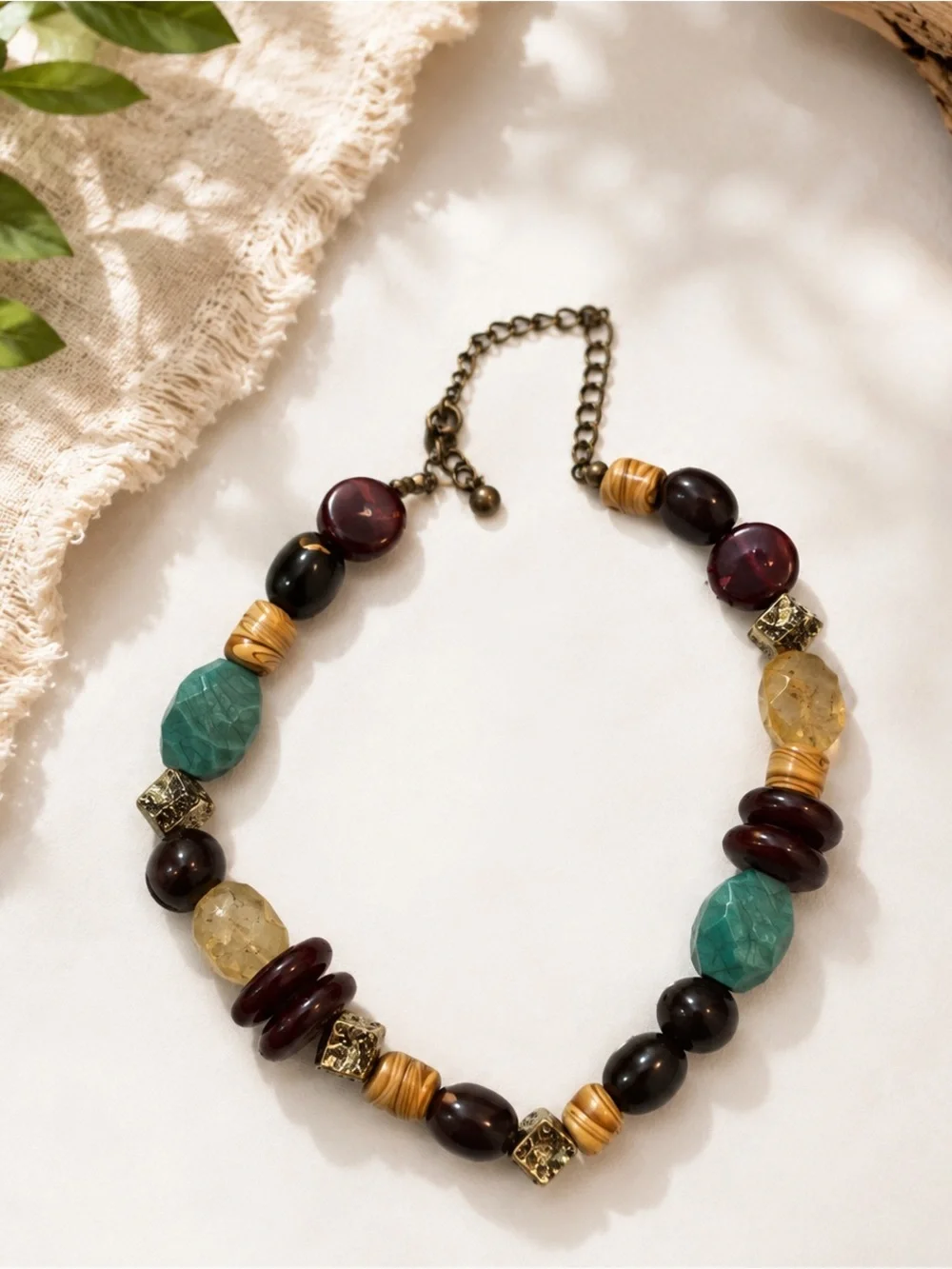✨ Chico’s Mixed Media Beaded Statement Necklace NWT | Boho Artisan Beaded Neckla